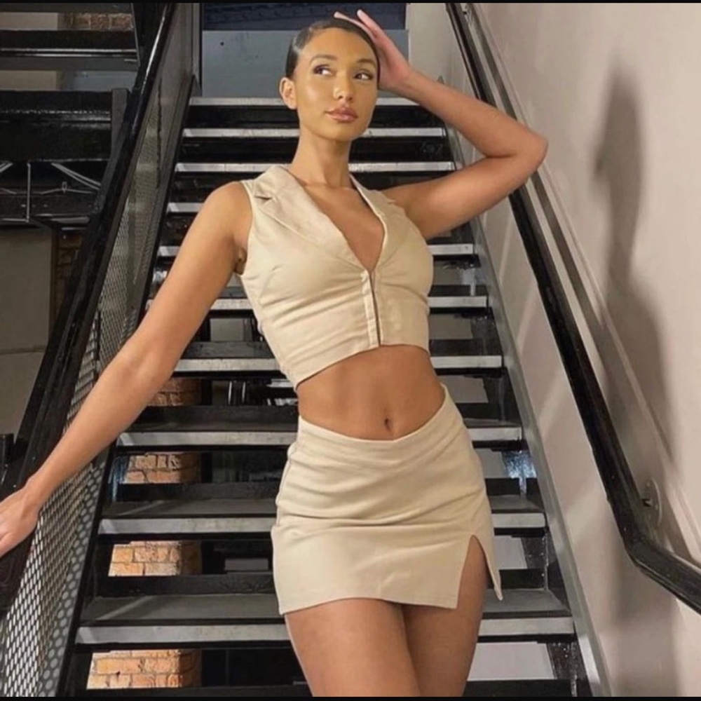 Tiger mist Beige Two-Piece Set